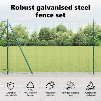 VidaXL Hek met paal groen 1,5 x 10 m staal en pvc