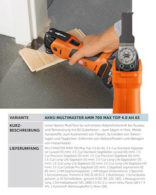 Fein Multimaster AMM 700 Max Top 71293661000 Multifunctioneel accugereedschap Incl. accu, Incl. 2 accus, Incl. lader, Incl. accessoires, Incl. koffer 65-delig