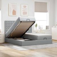 Ottoman bed met matrassen 180x200cm stof lichtgrijs - thumbnail