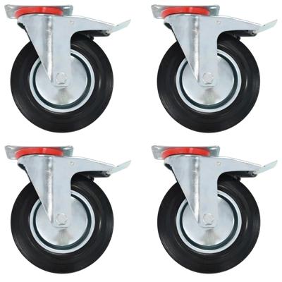 Zwenkwielen met dubbele remmen 4 st 200 mm