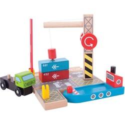 Bigjigs houten rails container scheepswerf