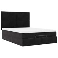 Ottoman bed met matrassen en LED's 140x200cm fluweel zwart - thumbnail