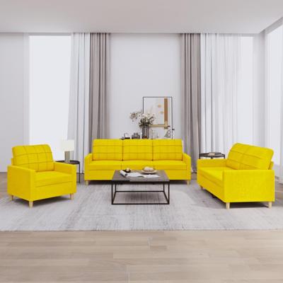 3-delige Loungeset met kussens stof lichtgeel