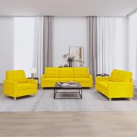 3-delige Loungeset met kussens stof lichtgeel - thumbnail