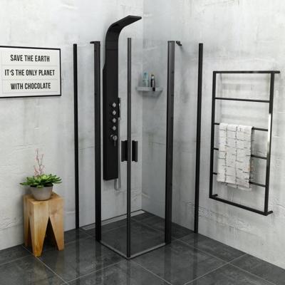 Douchecabine Sapho Zoom Line Black Draaideur 90x90 cm 6 mm Gecoat Glas Mat Zwart Sapho