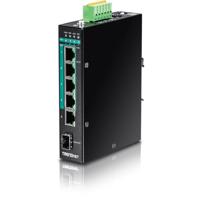 TRENDnet 5-poorts geharde industriële gigabit PoE+ DIN-railschakelaar, 120 W stroombudget, 1 x SFP-sleuf, IP30-classificatie, onbeheerde schakelaar, Gigabit PoE+ netwerkschakelaar, levenslange - thumbnail