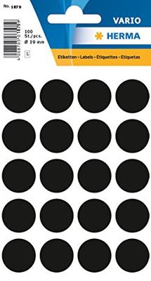 Etiket HERMA 1879 rond 19mm zwart 100stuks
