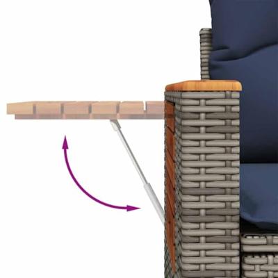 9-delige Loungeset met kussens poly rattan grijs