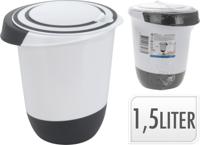 Mengkom met Deksel 1.5L Wit/Zwart - thumbnail