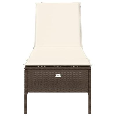 Ligbed met kussen poly rattan bruin
