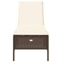 Ligbed met kussen poly rattan bruin - thumbnail