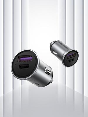 Vention FFFH0 oplader voor mobiele apparatuur Universeel Grijs Sigarettenaansteker Snel opladen Auto