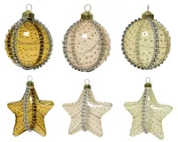 Kerstbal glas d8cm goud/bruin ass6 - thumbnail