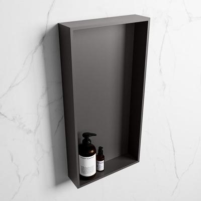 MONDIAZ EASY Nis 59,5x29,5cm in solid surface kleur DarkGrey | DarkGrey. 1 vak geschikt voor in- of opbouw MONDIAZ EASY Nis 59,5x29,5cm in solid surface kleur DarkGrey | DarkGrey. 1 vak geschikt voor in- of opbouw