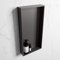 MONDIAZ EASY Nis 59,5x29,5cm in solid surface kleur DarkGrey | DarkGrey. 1 vak geschikt voor in- of opbouw - thumbnail