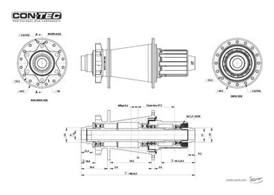 CONTEC hinterradnabe "m.core cl" ct cassette-hr-hub m.co re cl 32l.148mm boost hg CONTEC hinterradnabe "m.core cl" ct cassette-hr-hub m.co re cl 32l.148mm boost hg