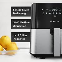 Clatronic FR 3782 H Airfryer 5.0 l 1450 W Convectiefunctie RVS, Zwart - thumbnail