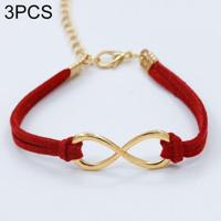 3 STKS vrouwen mode symbool Word 8 bindgaren armbanden (rood) - thumbnail