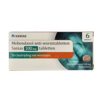 Sanias Mebendazol anti-wormtabletten 100mg 6 Tabletten