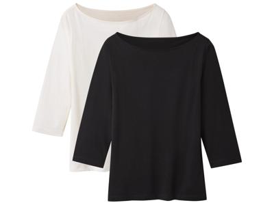 esmara Set van 2 dames tops (Zwart/wit, XL (48/50))