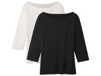 esmara Set van 2 dames tops (Zwart/wit, XL (48/50)) - thumbnail