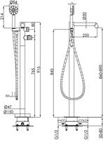 Ben Engraved Line thermostatische vrijstaande badkraan met gravering geborsteld koper - thumbnail