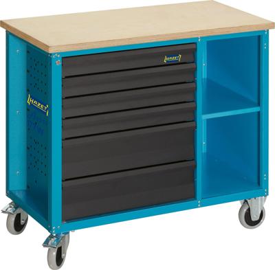 HAZET Werkbank - rijdend - Assistent 177W - enkel 177W-6 - L x B x H: 1040 mm x 520 mm x 934 mm - Laden, ondiep: 4 x 79 x 527 x 348 mm - Laden, diep: