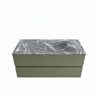 MONDIAZ VICA-DLUX 110cm badmeubel onderkast Army 2 lades. Inbouw wastafel CLOUD rechts zonder kraangat, kleur Lava. - thumbnail