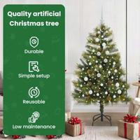 VidaXL Kunstmatige scharnier kerstboom met cones groen 150 cm - thumbnail