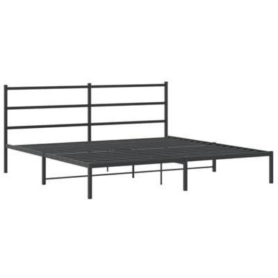Bedframe met hoofdbord metaal zwart 193x203 cm
