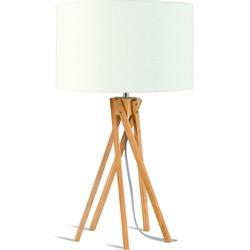 Good&Mojo Tafellamp 'Kilimanjaro' Bamboe en Eco linnen, kleur Wit Good&Mojo Tafellamp 'Kilimanjaro' Bamboe en Eco linnen, kleur Wit