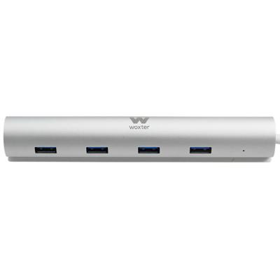 Hub USB Woxter PE26-142 Wit Zilverkleurig Aluminium (1 Stuks) Hub USB Woxter PE26-142 Wit Zilverkleurig Aluminium (1 Stuks)
