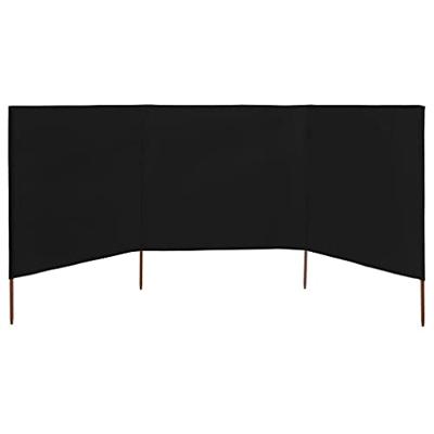 Windscherm 3-panelen 400x160 cm stof zwart