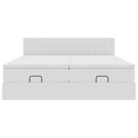 Ottoman bed met matrassen en LED's 200x200cm kunstleer wit - thumbnail