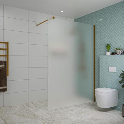 Fortifura Galeria inloopdouche - 140x200cm - mat glas - wandarm - Geborsteld koper PVD (Koper) SW797937/SW876702