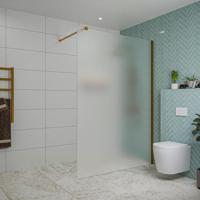 Fortifura Galeria inloopdouche - 140x200cm - mat glas - wandarm - Geborsteld koper PVD (Koper) SW797937/SW876702 - thumbnail