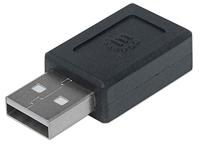 Manhattan USB 2.0 Adapter [1x USB-A 2.0 stekker - 1x USB-C bus] Adapter Stekker past op beide manieren - thumbnail