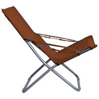 Strandstoelen 2 st inklapbaar stof bruin - thumbnail