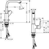 Hansgrohe Metris wastafelkraan met hoge draaibare uitloop chroom 31081000 - thumbnail