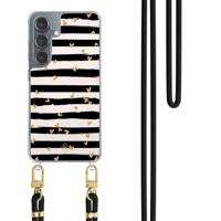 Samsung Galaxy S25 hoesje met zwart koord - Hart streepjes - thumbnail