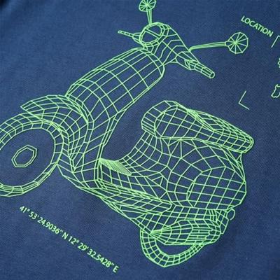Kindershirt met scooterprint 128 donkerblauw Kindershirt met scooterprint 128 donkerblauw