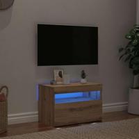 Tv-meubel met LED 60x35x40 cm bewerkt hout artisanaal eiken - thumbnail