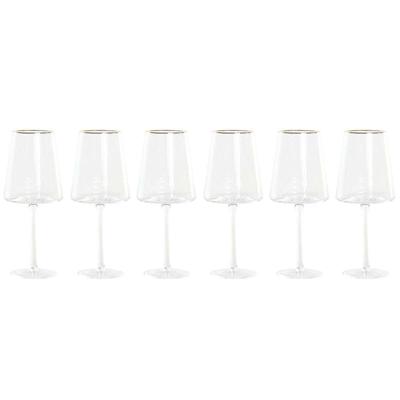 Vlak glas voor champagne en cava Home ESPRIT Transparant Gouden Kristal 400 ml (6 Stuks)