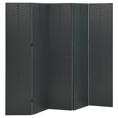 VidaXL Kamerscherm met 5 panelen 200x180 cm staal antracietkleurig