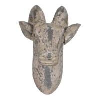 Houten beeld steenbok 17x19x26 cm muurdecoratie - thumbnail