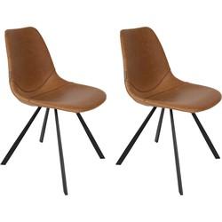 Dutchbone Eetkamerstoel 'Franky' PU, kleur Bruin Dutchbone Eetkamerstoel 'Franky' PU, kleur Bruin