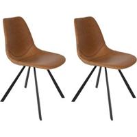 Dutchbone Eetkamerstoel 'Franky' PU, kleur Bruin - thumbnail