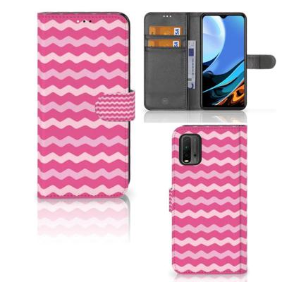 Xiaomi Redmi 9T | Poco M3 | Telefoon Hoesje | Waves Pink | Portemonnee hoesje