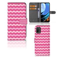 Xiaomi Redmi 9T | Poco M3 | Telefoon Hoesje | Waves Pink | Portemonnee hoesje - thumbnail