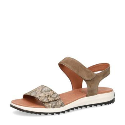 Caprice Maddie suède sandalen met slangenprint olijfgroen Caprice Maddie suède sandalen met slangenprint olijfgroen